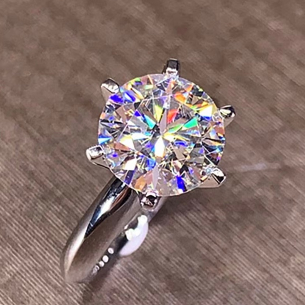 Neiman Marcus Sterling Silver Solitaire Ring with Brilliant Moissanite 5 CTS